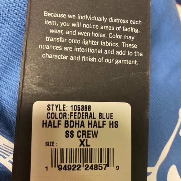 True Religion Mens Blue Half Split Logo Short Sleeve Crew Neck Pullover T Shirt - Picture 6 of 6